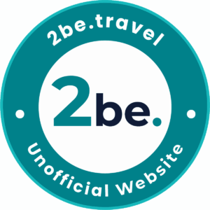 2be.travel unofficial website logo with teal and white circles.